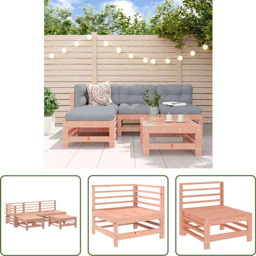 The Living Store 5-tlg. Garten-Lounge-Set Massivholz Douglasie