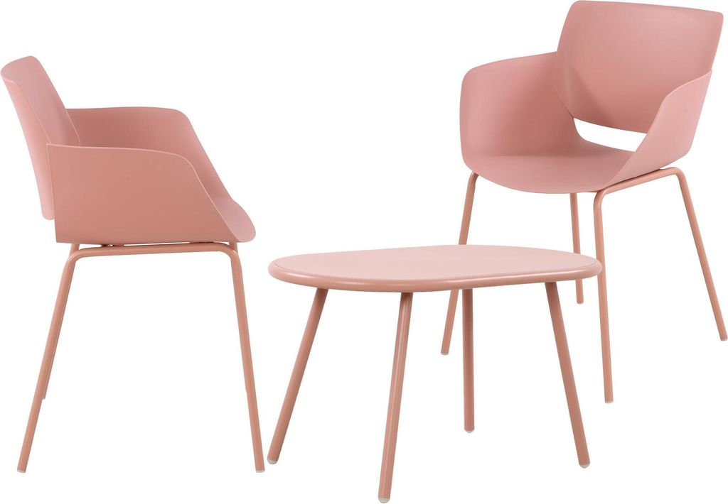 CLP Sitzgruppe Velvena Set Tisch Velva Stühle Alpena wetterfest und UV-beständig pink 2 Stühle