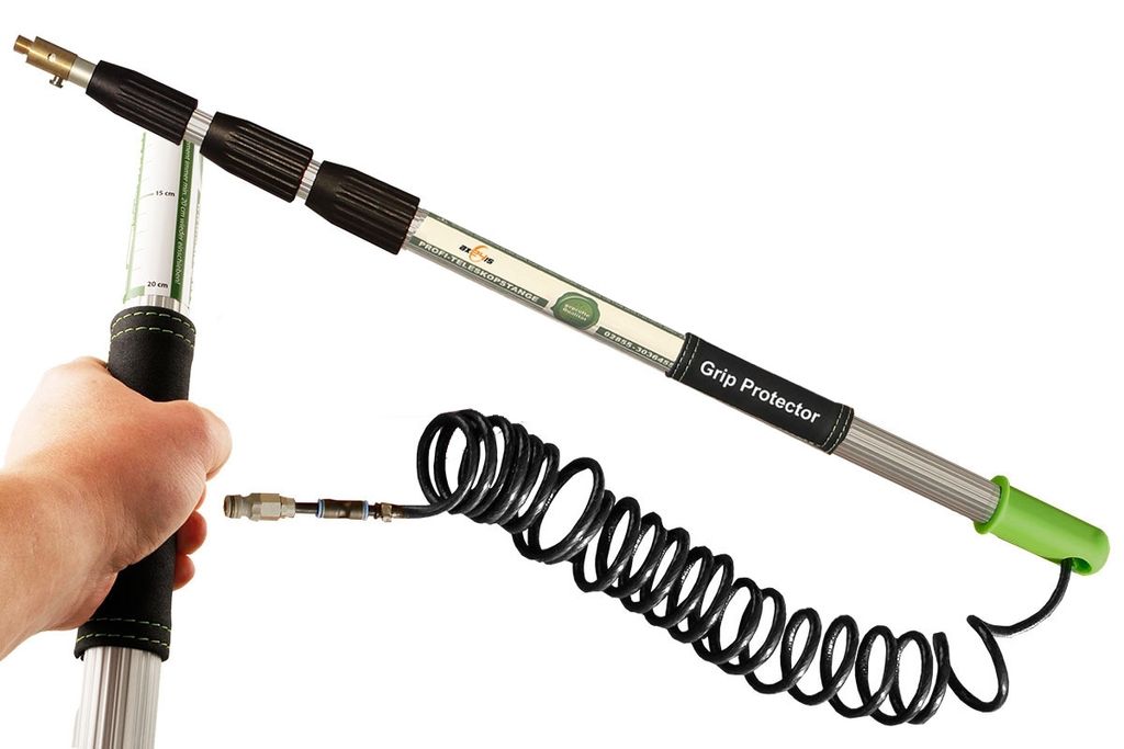 Axis Line Profi Wasserteleskopstange 16 Meter mit Wasserschlauch und Gleitstein 4 teilig incl. Axis Line Grip Protector