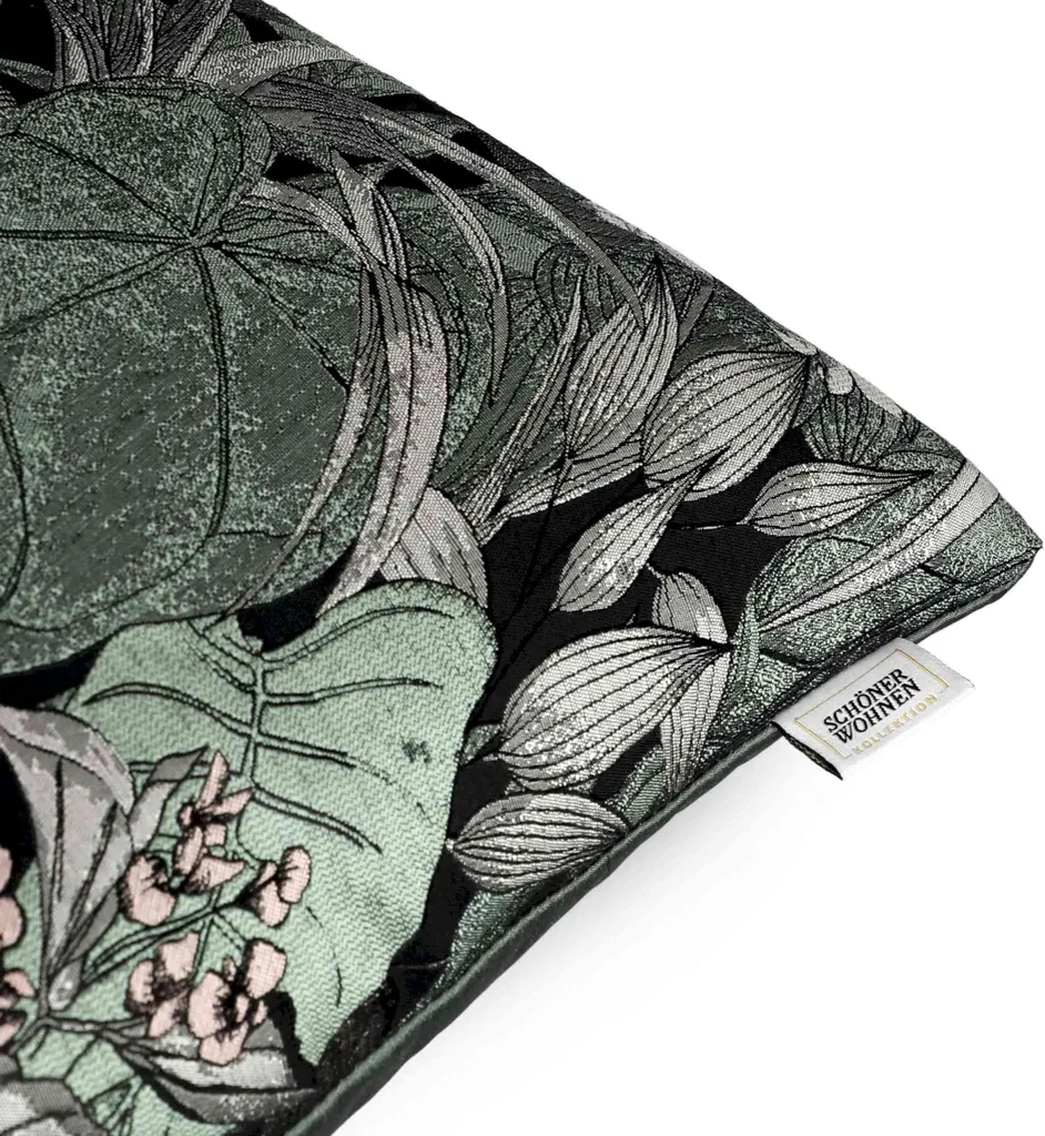 Linge de maison : Housse de coussin décorative 45x45 vert et noir zip