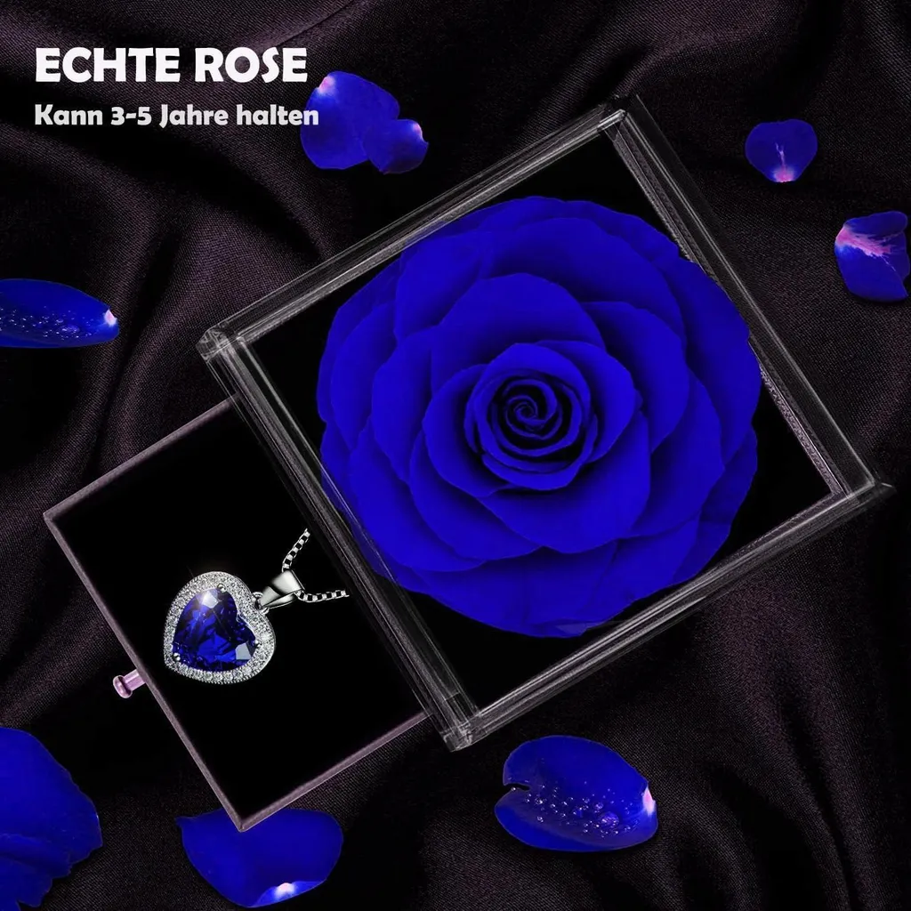 Offrez une Rose Éternelle Bleue et son Collier Argent 925 pour un Souvenir Durable - 3