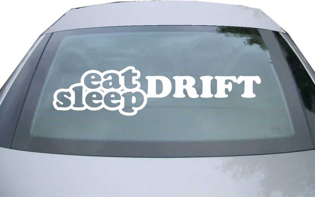 Indigos UG - Aufkleber Heckscheibe & Motorklappe DE2184 - weiß - 600x142 mm - Eat Sleep Drift - Auto Scheiben Fenster Heckklappe Tuning Racing JDM...