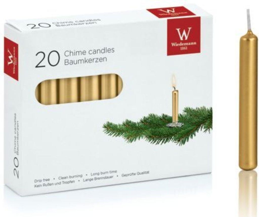 WIEDEMANN 580802.026 Christbaumkerze gold 9,6 x 1,3 cm 20 Image du produit 