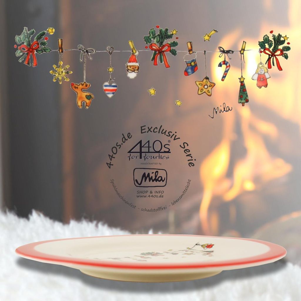440s-Exklusiv Mila Keramik-Teller Es Weihnachtet sehr D ca 26cm