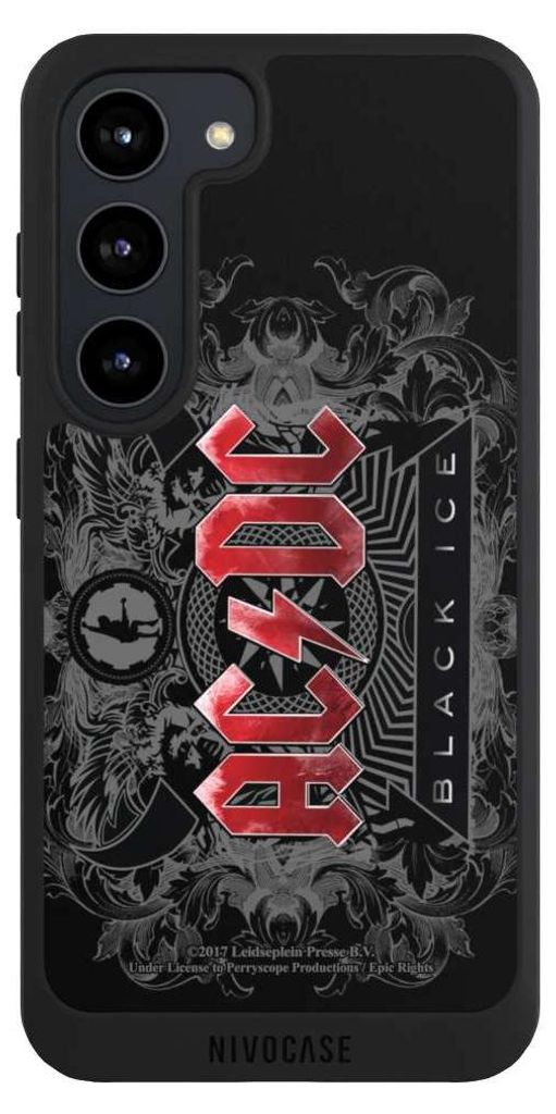 NIVOCASE Handyhülle für Samsung Galaxy S23 Hülle NIVOpure Case Schwarz ACDC Black Ice Fanartikel