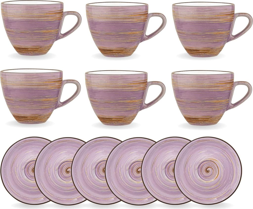 Wilmax Tasse mit Untertasse 300 ml 6er-Set Lavendel aus Produktbild 