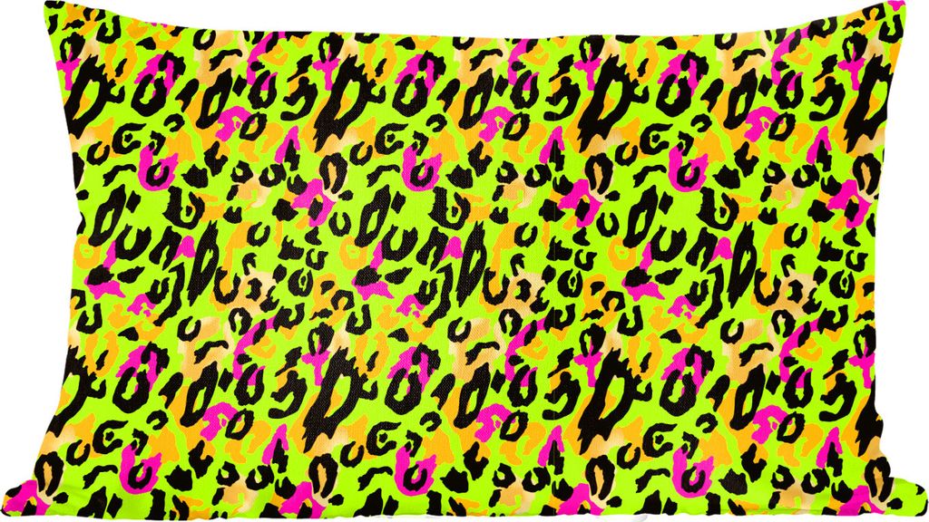 MuchoWow Zierkissen Sofakissen Wohnzimmer Dekokissen 50x30 cm Tiermuster - Muster - Neon - Gelb - Wohnzimmerdekoration - Polster mit Photo