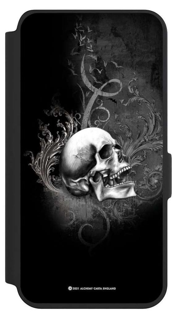 NIVOCASE Klapphülle für Samsung Galaxy S24 Handyhülle aus Kunst Leder NIVOflip schwarz Gothic Schädel Totenköpfe