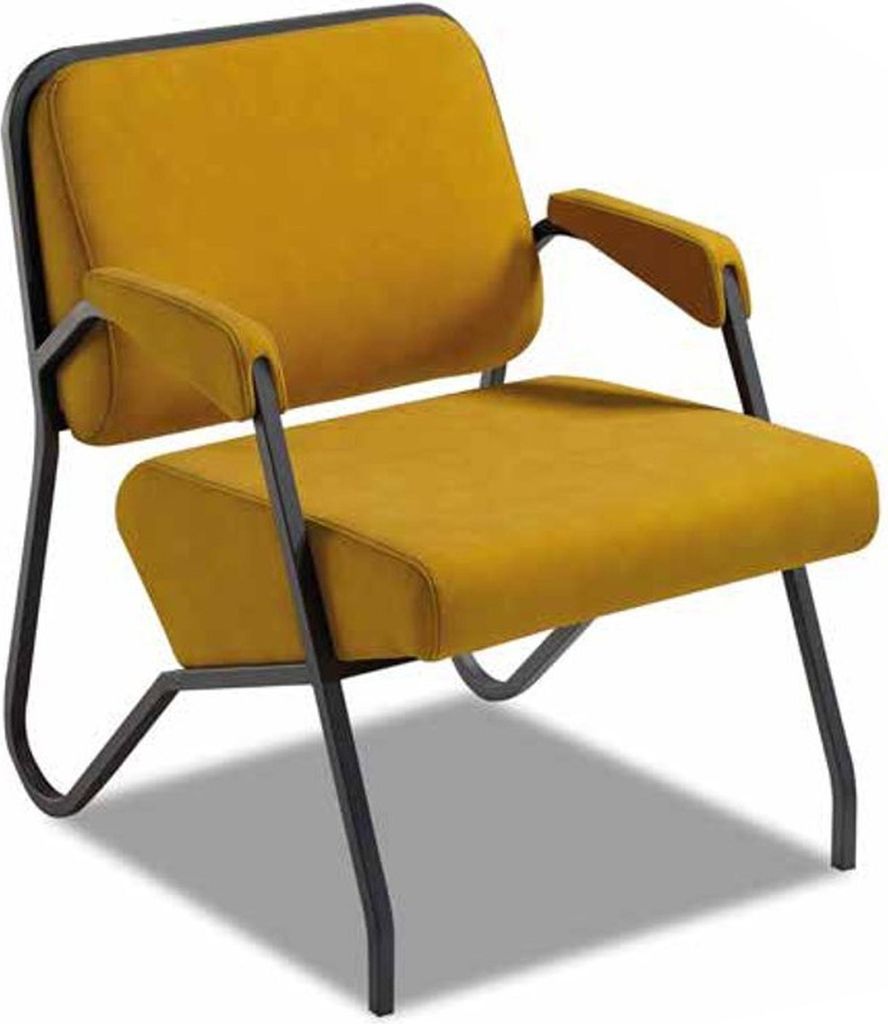 s Gelbes Wohnzimmer Sitzset Designer 3-Sitzer Lehnsessel 2tlg