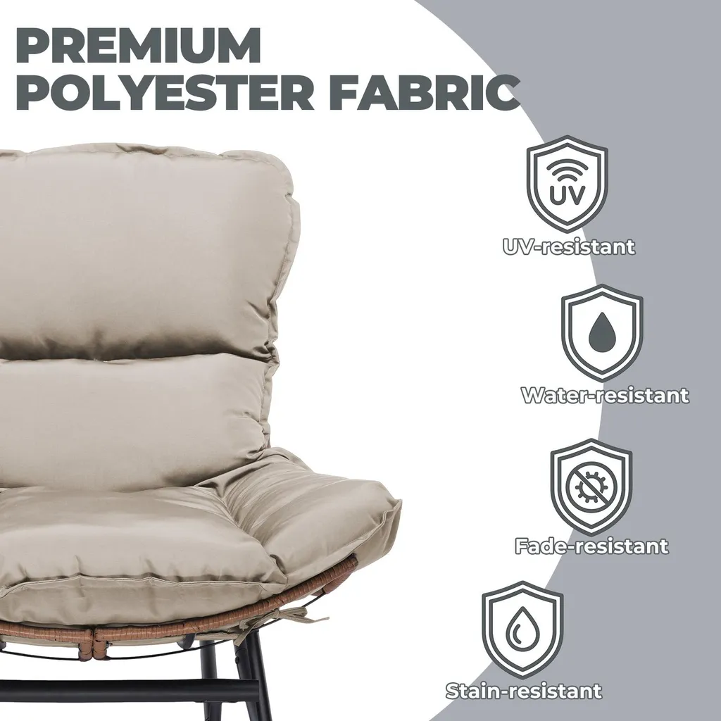 Fauteuil à bascule COMHOMA marron clair avec repose-pieds extensible - 6