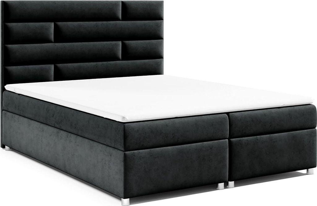Best for Home Boxspringbett mit Bettkasten Trinity K-5 Bonellfederkern inkl. Topper, mit Lieferung 160x200-Schwarz