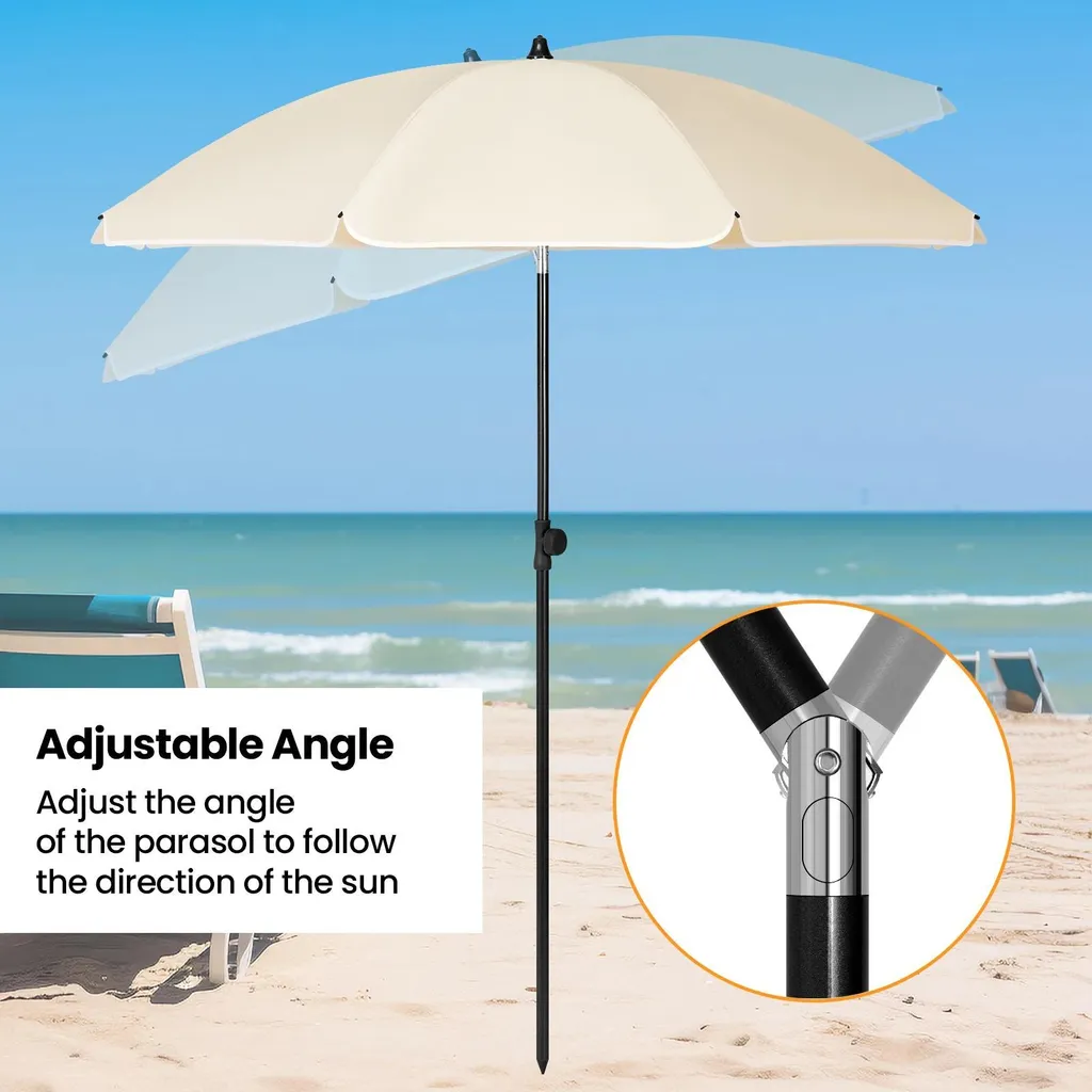 Parasol de balcon inclinable beige 195cm protection solaire ajustable