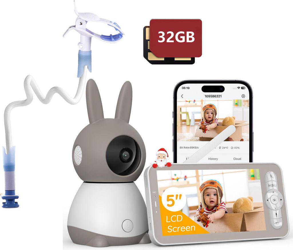 2K chůvička s kamerou PTZ 355°, 5 palcová chůvička se Obrázek produktu 