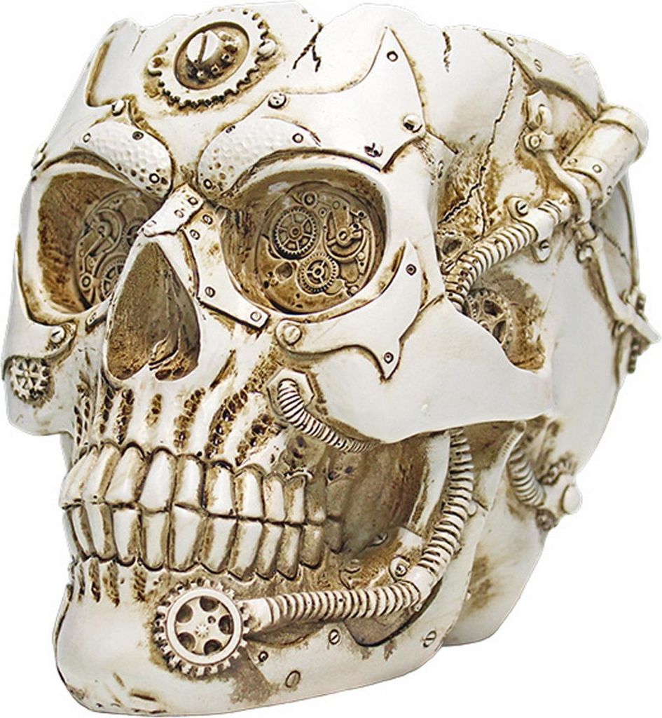 Totenkopf-Blumentopf, handbemalt, Kunstharz, Produktbild 