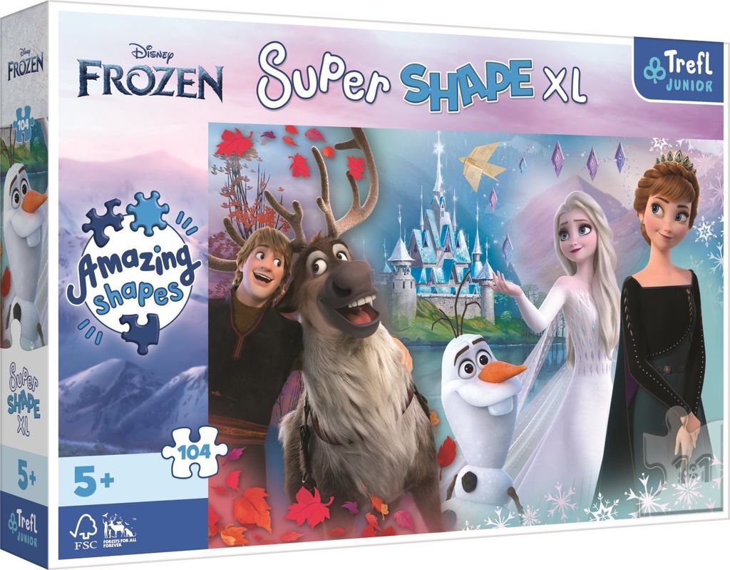 TREFL Puzzle Super Shape XL Ice Kingdom 2: In der Welt von Anna und Elsa 104 Teile