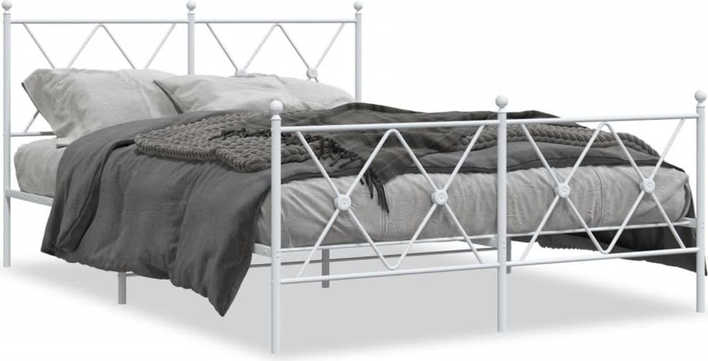 Maison Exclusive - Bettgestell mit Kopf- und Fußteil Metall Weiß 140x200 cm