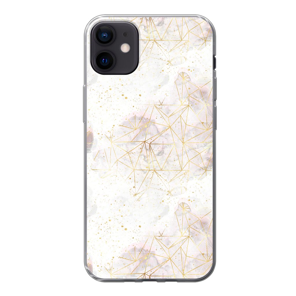 MuchoWow Handyhülle Schutzhülle Hülle für iPhone 12 mini Marmor - Geometrie - Gold Silikon Softcase Handy Hülle - Bild