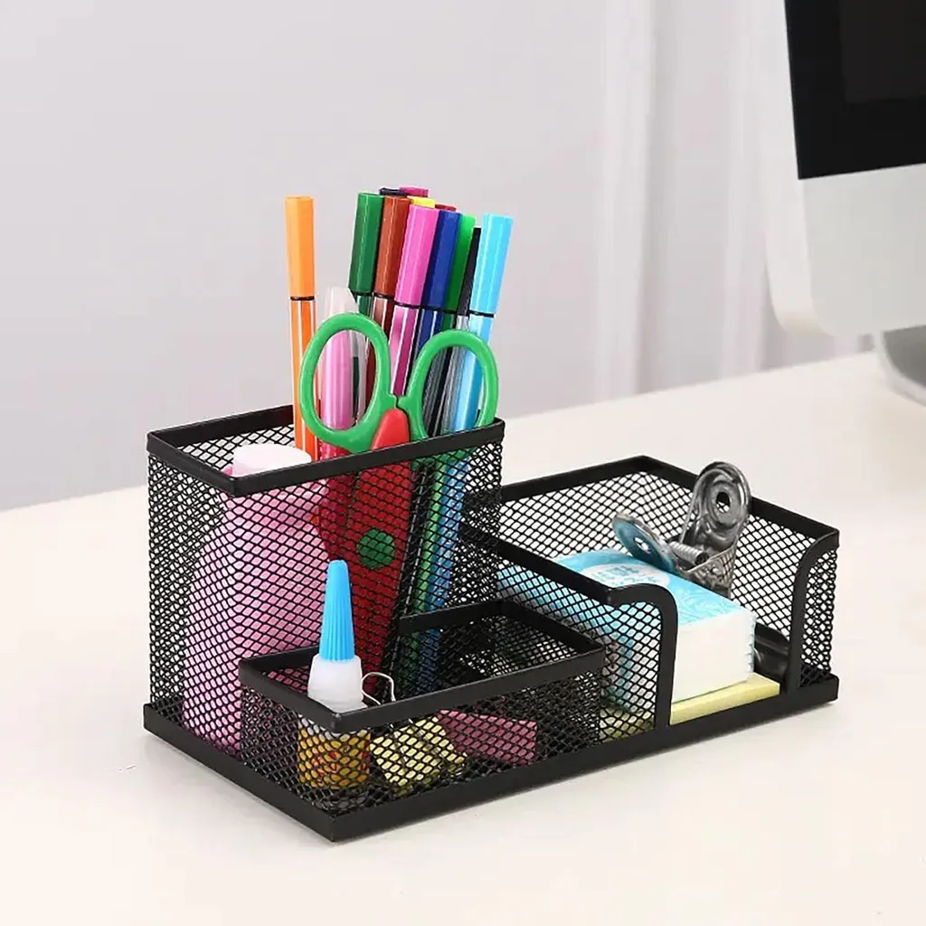 Rangement de bureau pour télétravail - Support métal noir pratique - 2