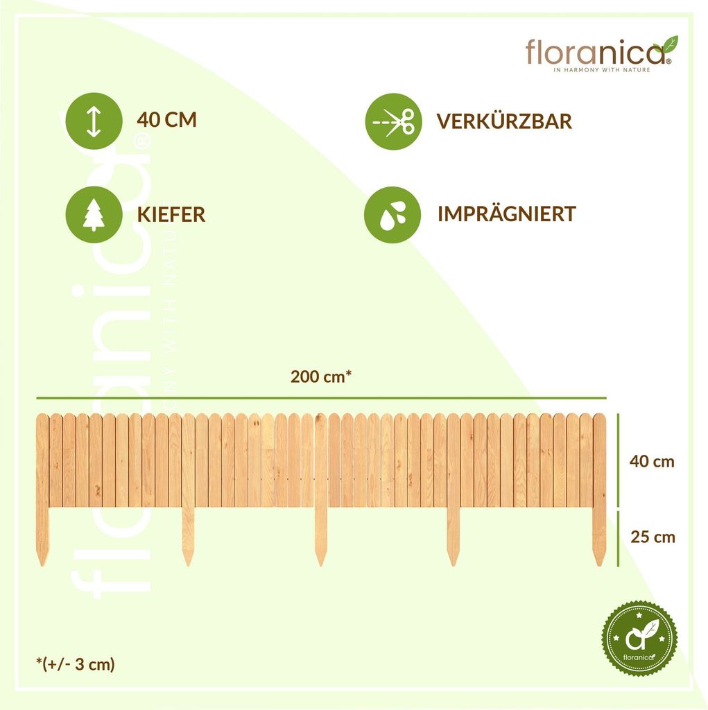 Dekorativní dřevěný zahradní plot, přírodní, 200x40 cm Obrázek produktu 2