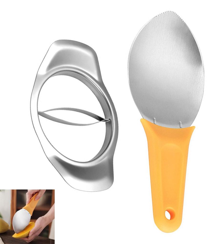 Mangoschneider aus Edelstahl 2 Stück Melonenschneider Mango Entkerner mit rutschfestem ergonomischem Griff
