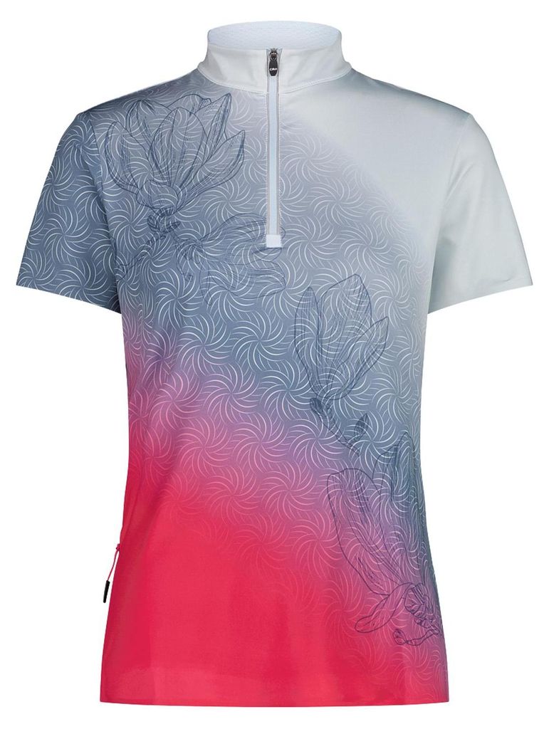 CMP Damen Bike T-Shirt mit Blumenprint und Dry Function blau 38