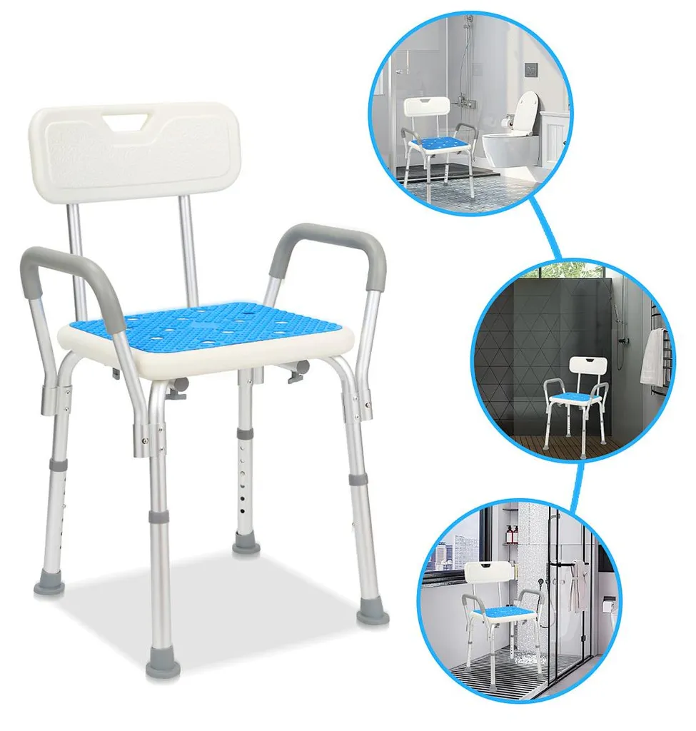 Chaise de douche ergonomique réglable siège de bain carré blanc mat