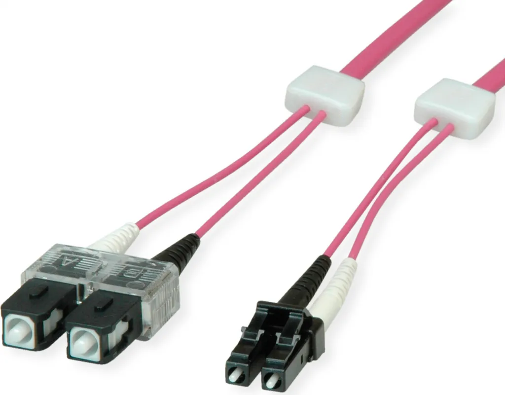 EasyLan LWL-LED-Patchkabel duplex 50/125µm OM4, LC/SC, violett, 2 m