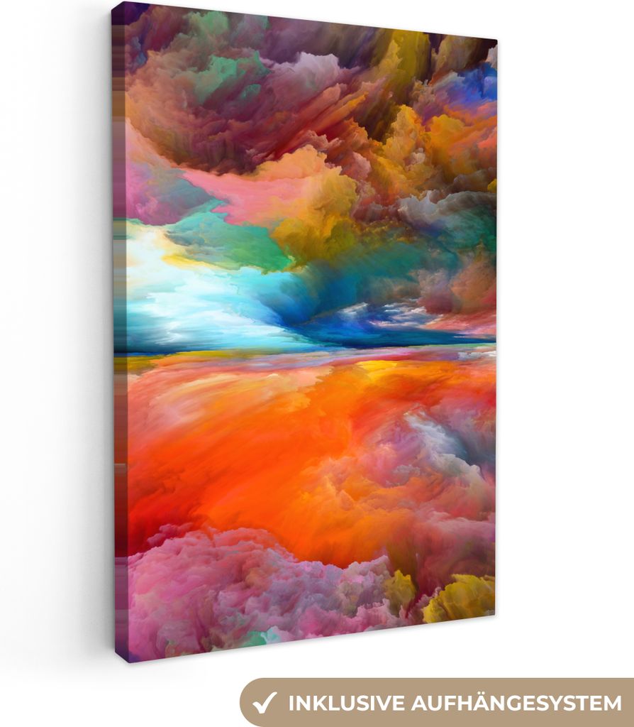 MuchoWow - Leinwandbilder - Gemälde - Ölgemälde - Abstrakt - Wolken, Wandbild, Wanddeko Bilder Wohnzimmer, 40x60 cm