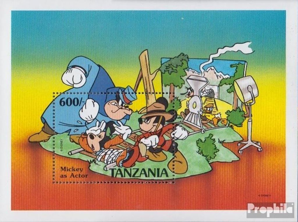 Briefmarken Tansania 1991 Mi Block142 (kompl.Ausg.) postfrisch Micky Maus als Schauspieler