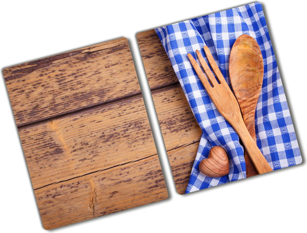 Tulup Glas Herdabdeckplatte - 2x40x52 cm - Glaskeramikkochfeld-Abdeckung Spritzschutz Glasabdeckplatte Kochplattenabdeckung und Schneidebrett - Zwe...