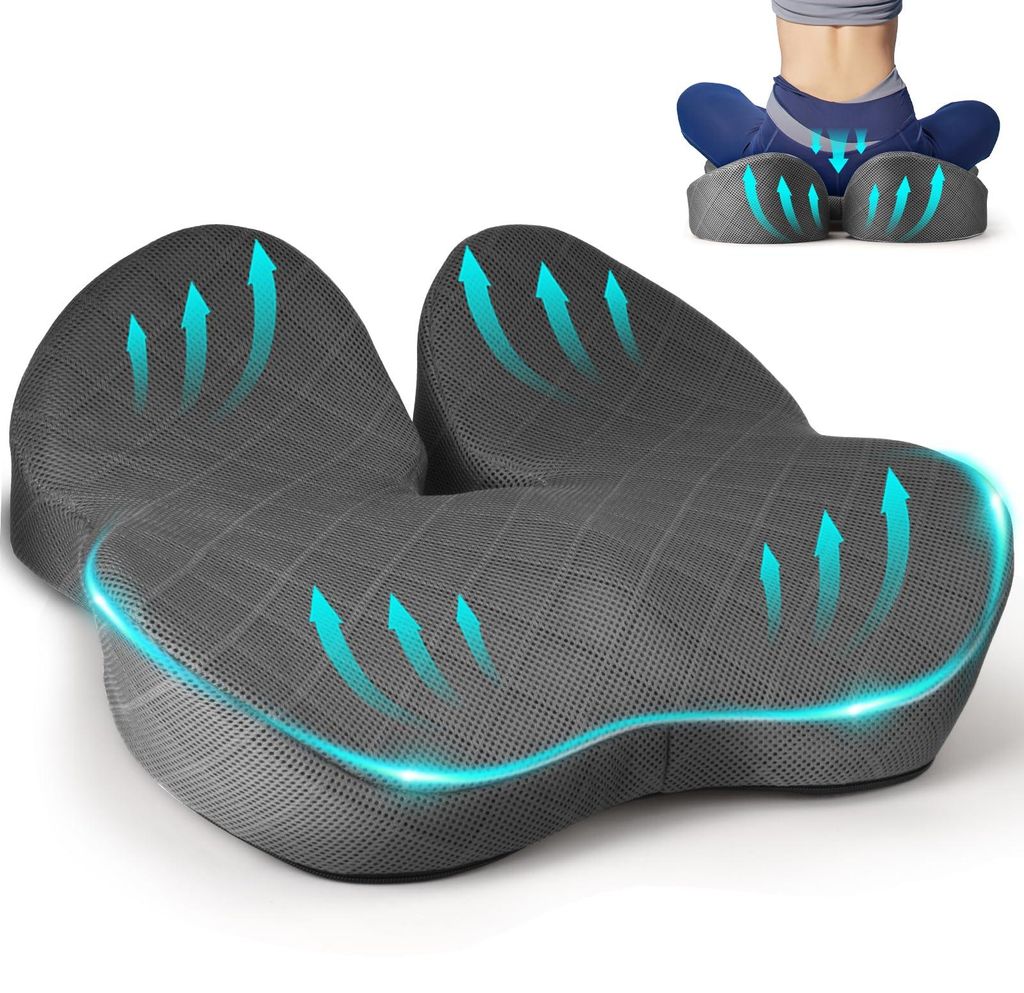 Sitzkissen aus hochwertigem Memory-Schaum, druckentlastend, ergonomisch für Auto, Sofa und Büro.