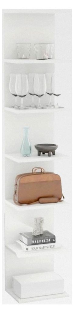 Wandregal, Wandmontierte Einheit, Schwebende Regale, Bücherregal, Ordnerregale für Schlafzimmer, Wohnzimmer, Bad, Küche, Büro, 7 Regale, weiß