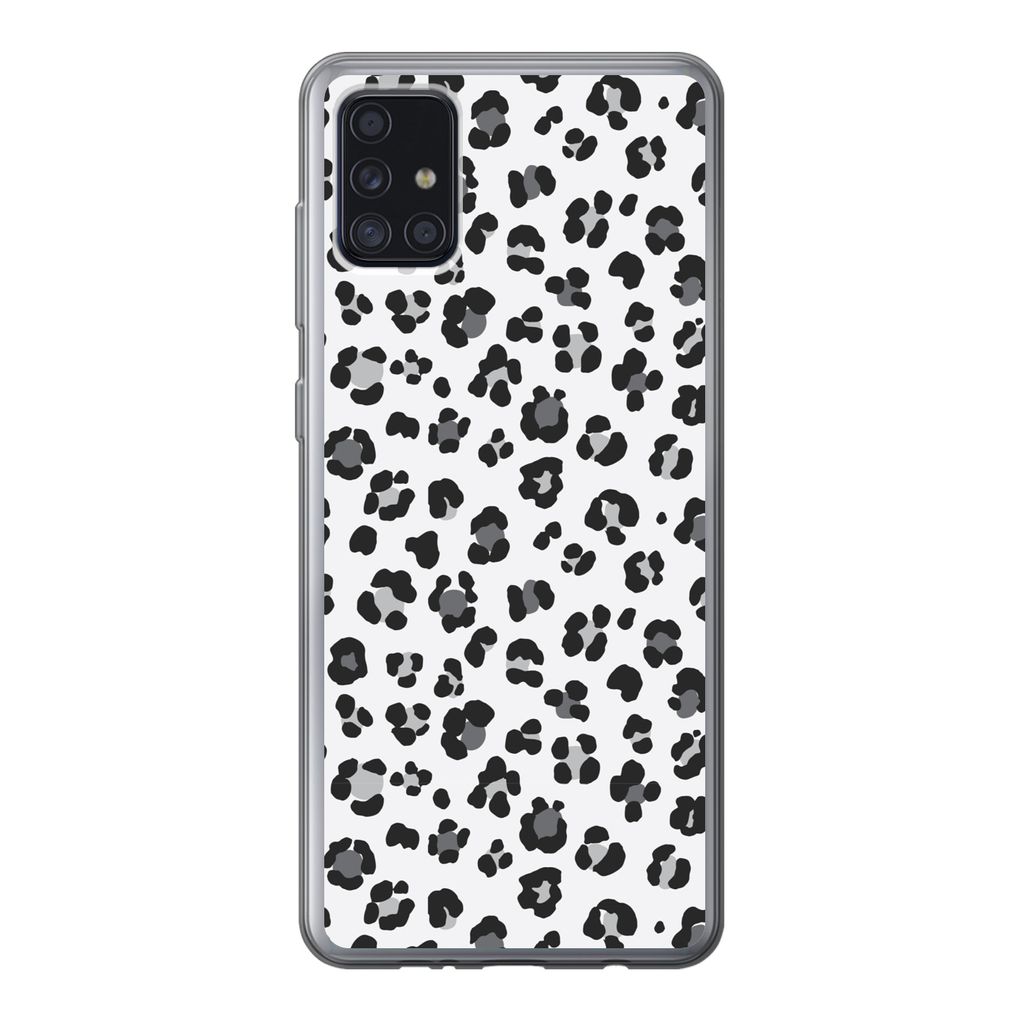 MuchoWow Handyhülle Schutzhülle Hülle für Samsung Galaxy A52 5G Panther Druck - Grau - Abstrakt Silikon Softcase Handy Hülle - Umschlag