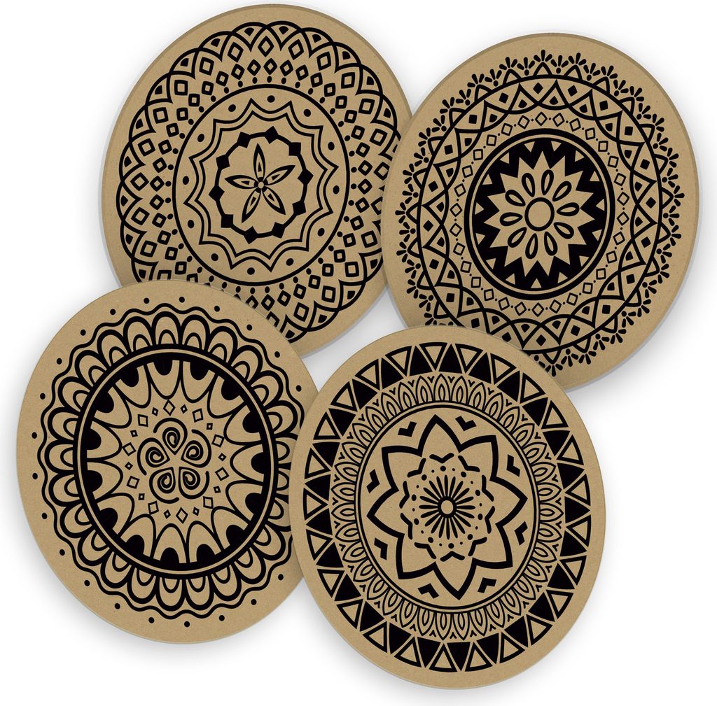 itenga 40x Bierdeckel Mandala Kraftpapier I Braun Schwarz I Produktbild 
