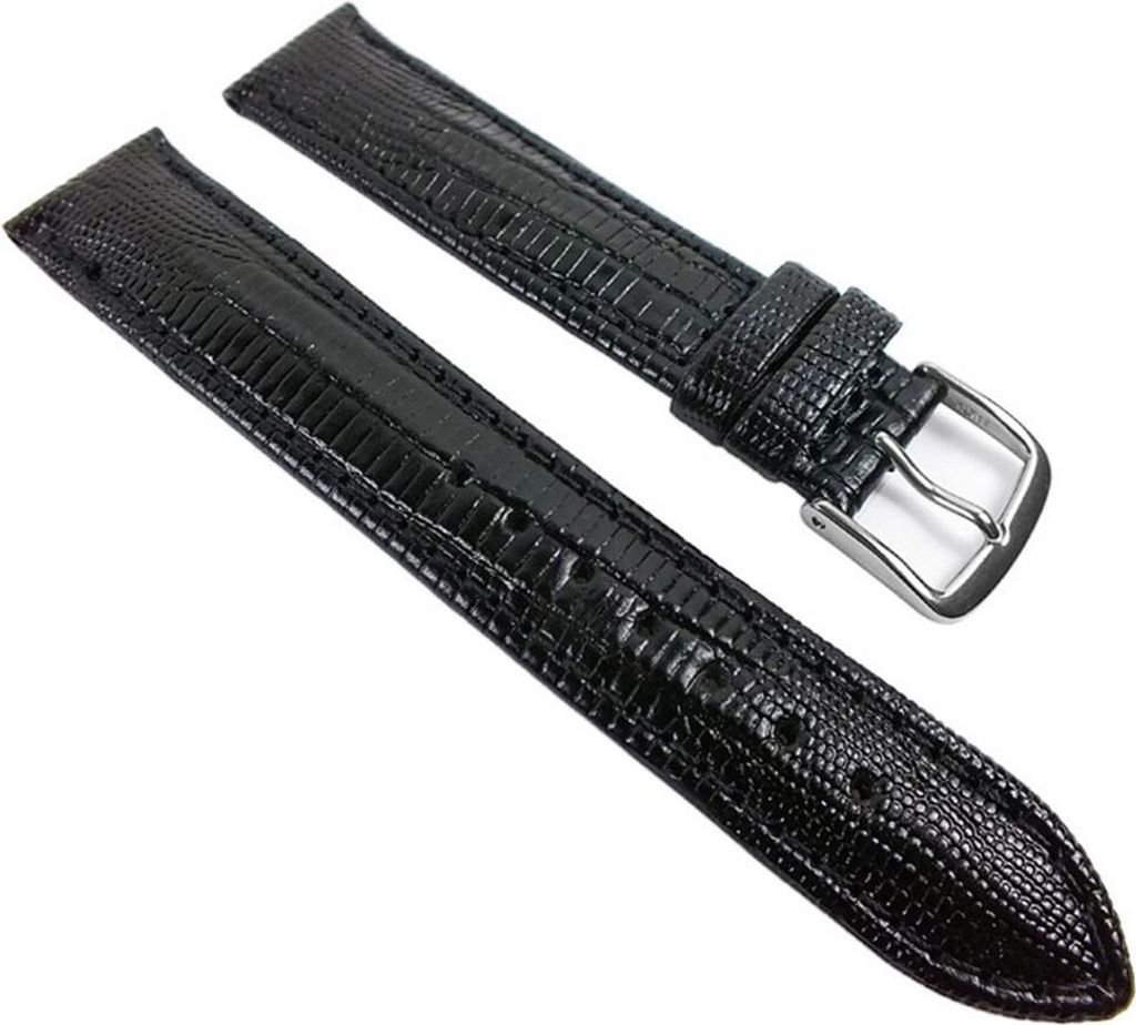 Minott Teju-Print Ersatzband Uhrenarmband Kalbsleder Band schwarz 22148S-XL, Anstoß:18 mm