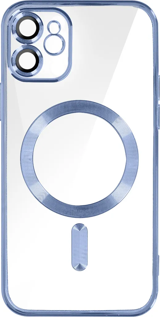 Custodia iPhone 11 MagSafe Silicone Blu con Cornice Cromata Premium