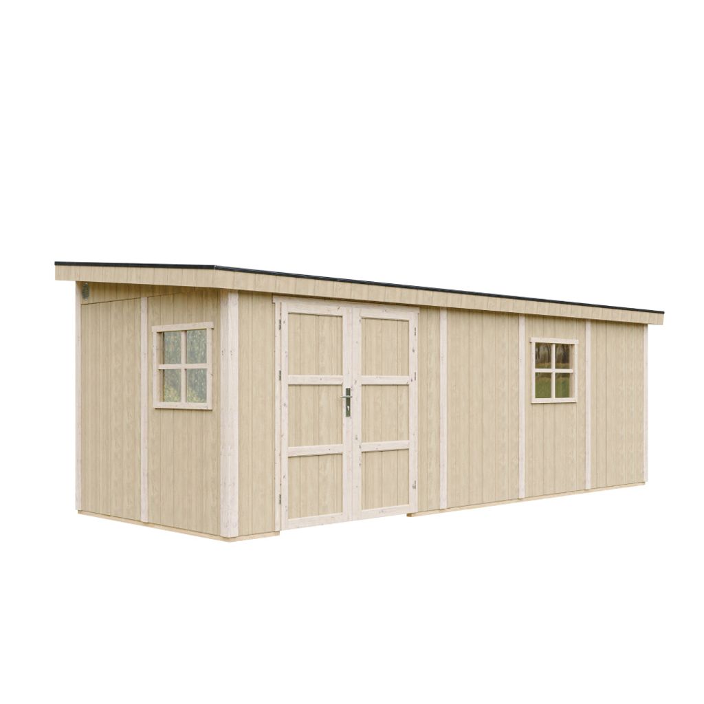 Gartenhaus 14,3 m² - H231x248x648 cm - Ohne Boden und Produktbild 