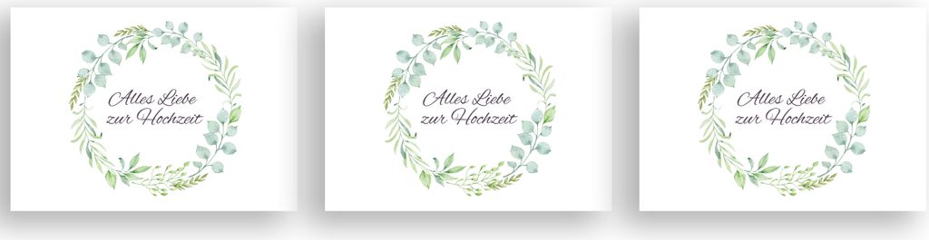 Friendly Fox Hochzeitskarte, Karte zur Hochzeit mit Eukalyptus, Alles Gute zur Hochzeit, DIN A6 Karte inkl. Umschlag (3er Set)