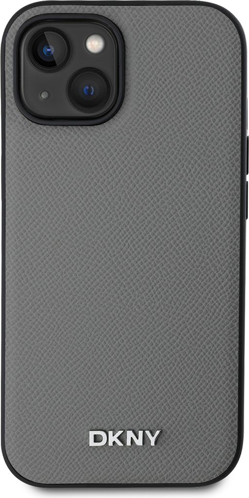 DKNY, MagSafe Schutzhülle Silver Metal Logo f. Apple iPhone 15, Grau