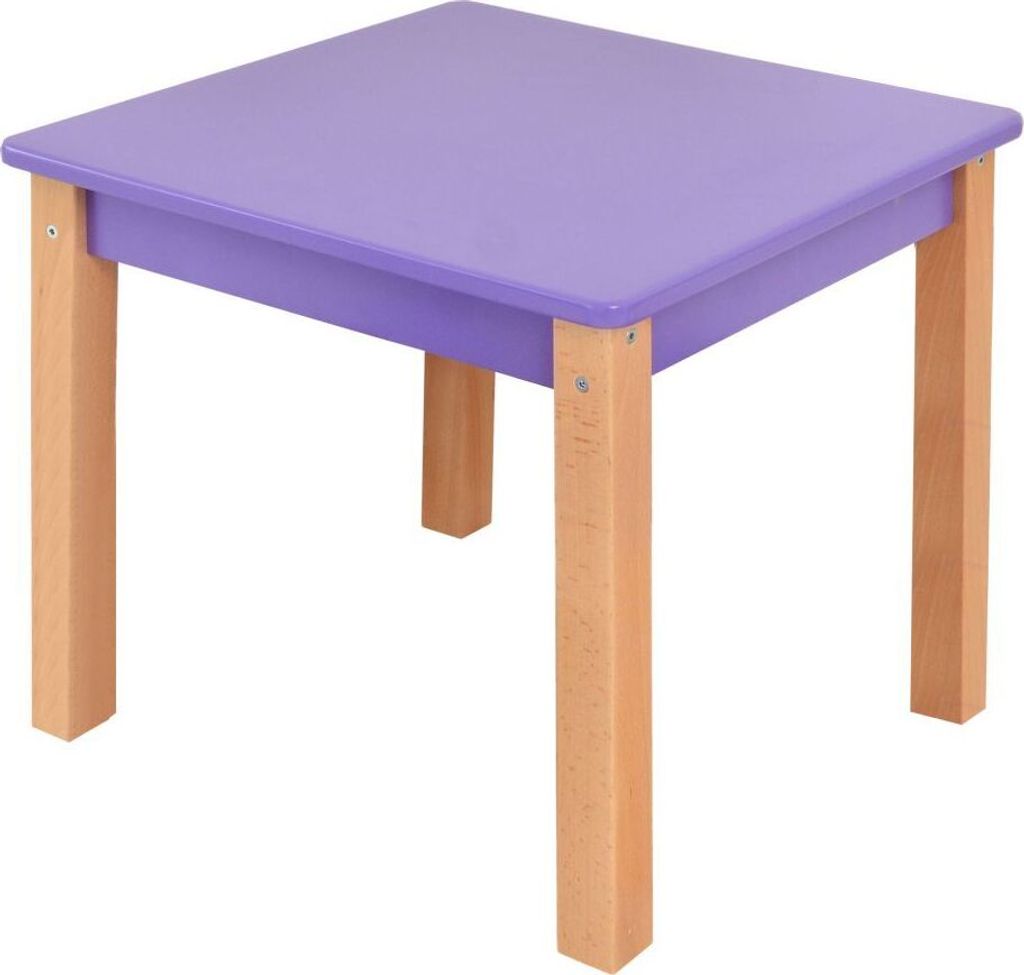 Kindertisch Laurenz Buche Vollholz massiv natur / lila - Abmessungen: 47 x 50 x 50 cm (H x B x T)