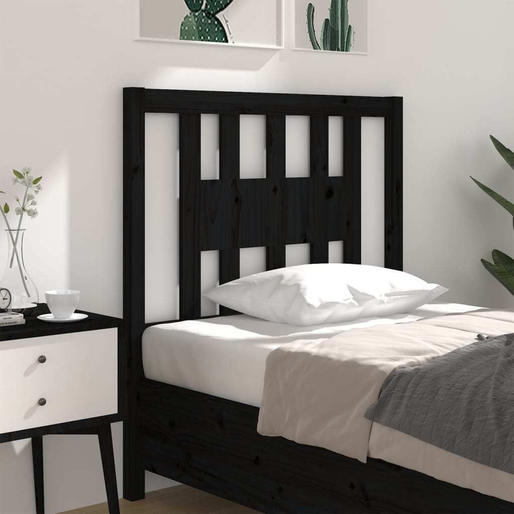 "Rabatt" Bettkopfteil modern - Kopfteil für Bett - Schwarz 81x4x100 cm Massivholz Kiefer - Kopfteile CC21605