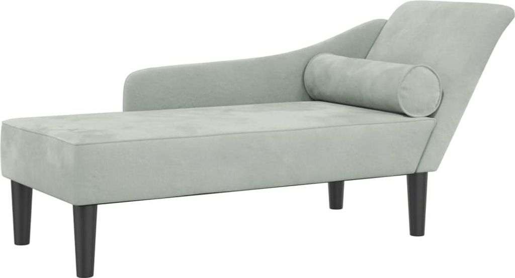 vidaXL Chaiselongue mit Kissen Hellgrau Samt