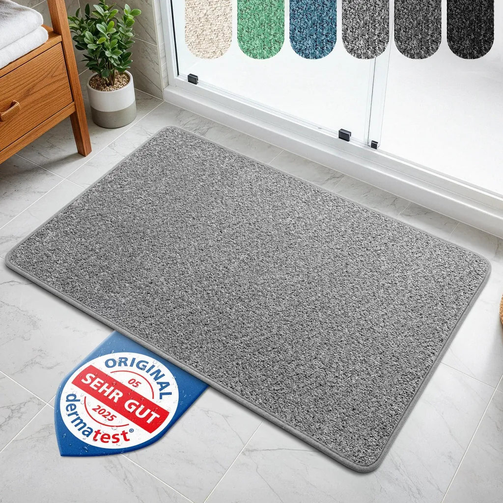 Tapis de bain antidérapant très absorbant gris - Confort et sécurité