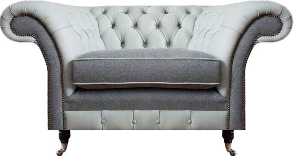Chesterfield Grau Sessel Polstermöbel Design Moderne Stil Wohnzimmer