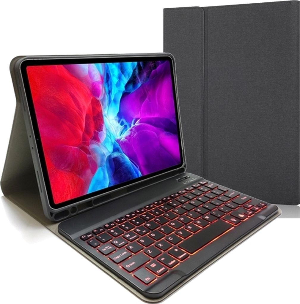 Mobigear Keys iPad Pro 11 Zoll (2020) Hülle QWERTY Bluetooth Tastatur Klapphülle + Stifthalter - Schwarz