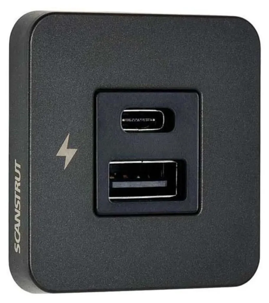 Chargeur USB Scanstrut étanche et transparent avec ports A et C intégrés
