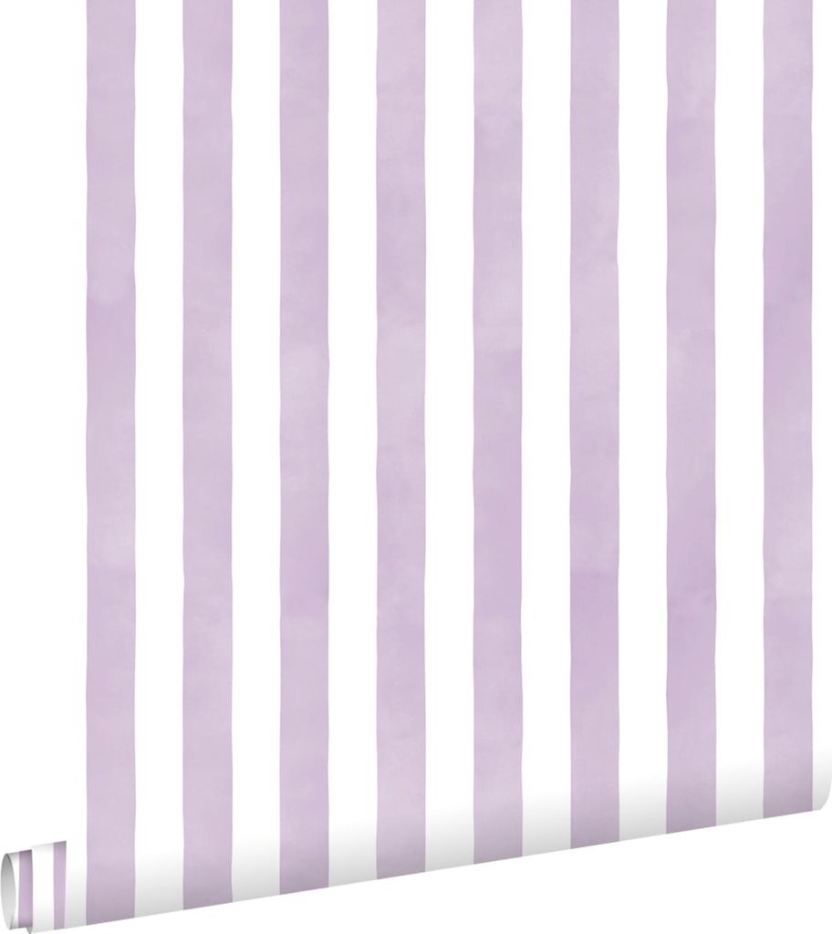 ESTAhome Tapete Streifenmuster Lila und Weiß 53 cm x 10.05 m