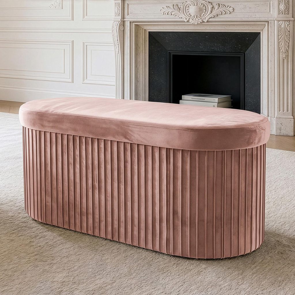 riess-ambiente Polsterbank ÉLAN 80cm rosa Samt ovale Produktbild 