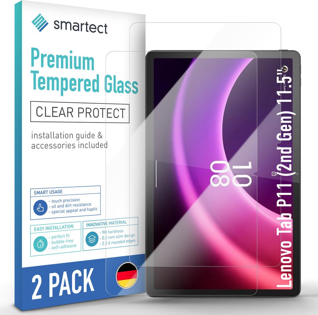 2x Schutzglas Panzerfolie Klar für Lenovo Tab P11 (2nd Gen) 11.5" Displayschutz
