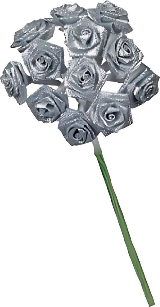 GLOREX Diorröschen 12 Blüten silber